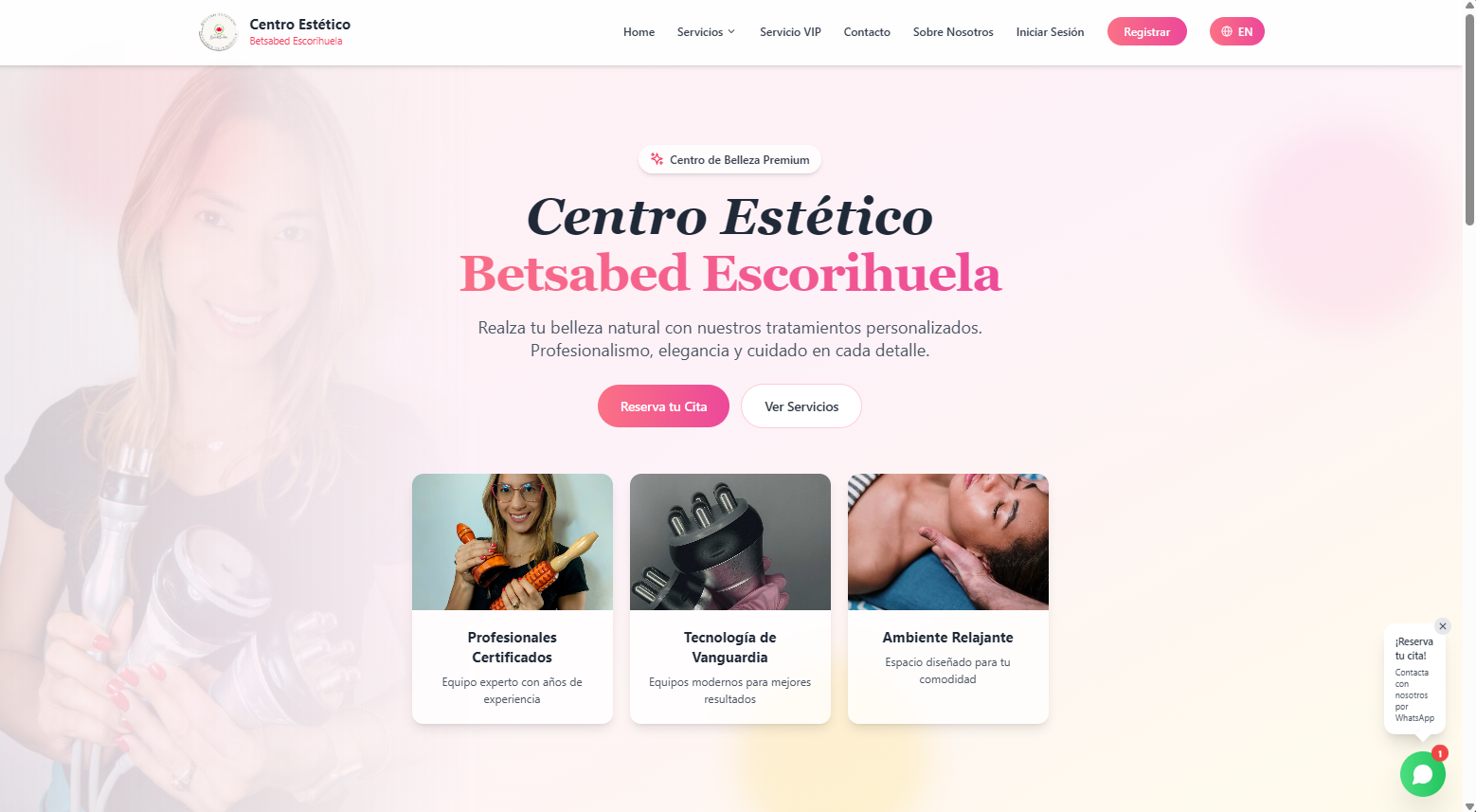 Página web Centro Estético